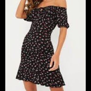 NWT Parisian Black FLORAL PUFF SLEEVE BODYCON DRESS SZ:8